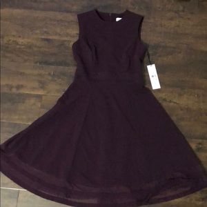Calvin Klein Illusion-Trim fit & flare in burgundy